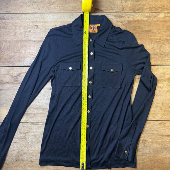 Tory Burch | Size S | 100% Silk Button Down in Black - Picture 5 of 8